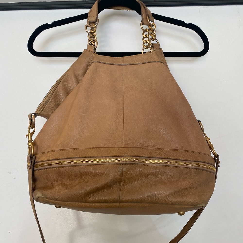 J Crew Leather Bag with Gold Zipper